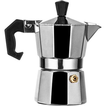 CAFETERA 1 TAZA METAL ALUMINIO Y MANGO PLASTICO METALICO M/ELEGANTE