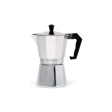 CAFETERA 3 TAZAS  METAL ALUMINIO Y MANGO PLASTICO METALICO M/ELEGANTE