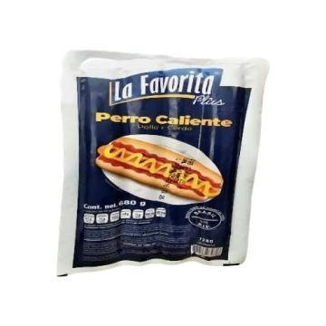 PERRO CALIENTE DE POLLO Y CERDO LA FAVORITA PLUS PQTE 680G